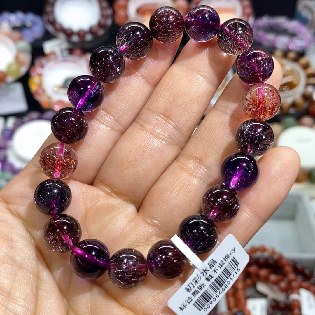 水晶手串未镶嵌老矿黑加仑10