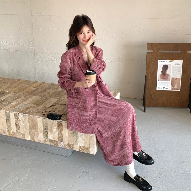 氛围感西装长裙套装女2025春秋新款韩剧女主穿搭松弛感西服吊带裙