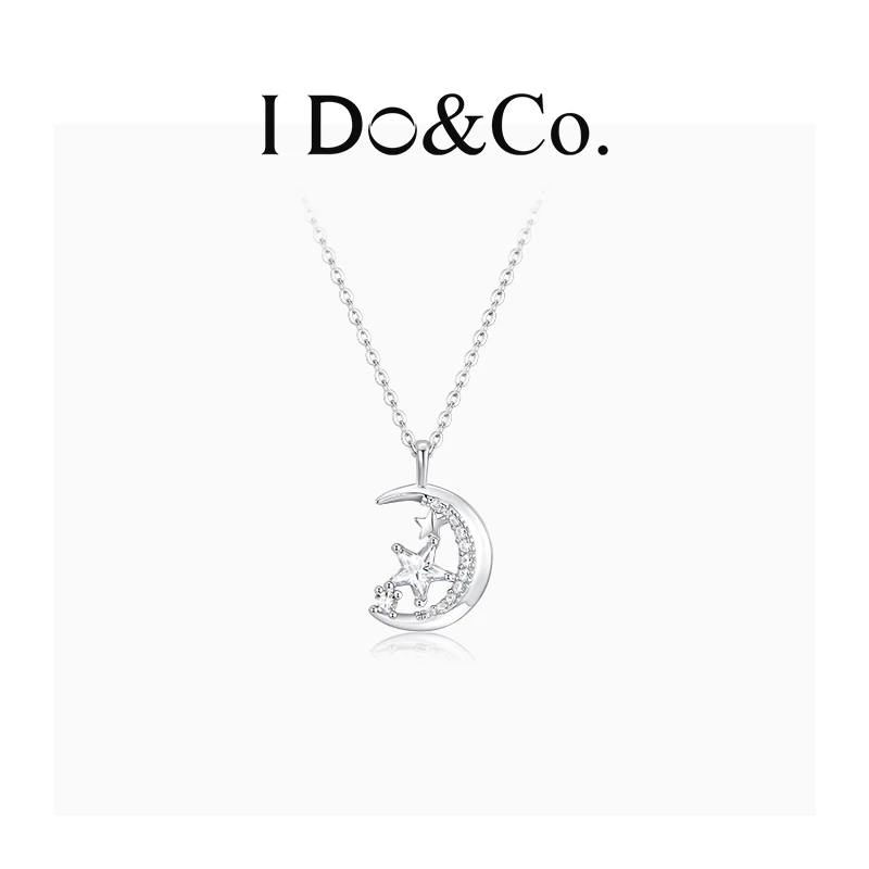I Do&Co. 坠链均925银 月揽星芒项链女 星星月亮银饰轻奢锁骨链
