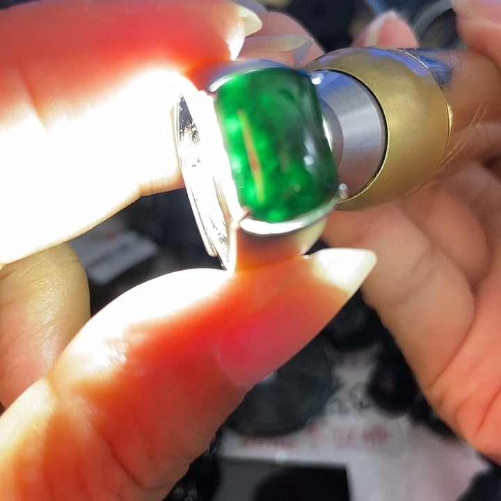 银S925镶嵌戒指翡翠墨翠