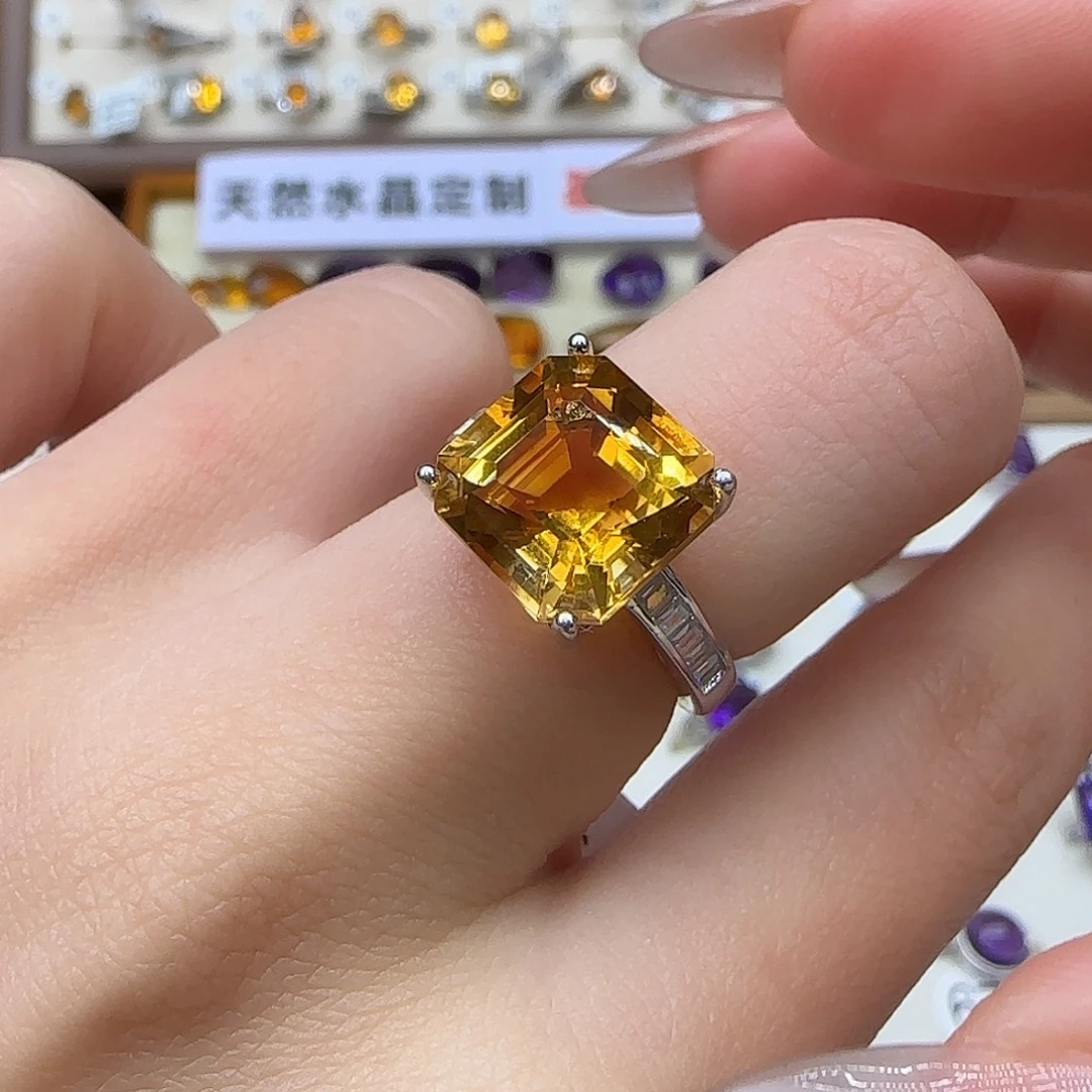 淼***》珠宝半成品水晶银S925镶嵌G 巴西黄925银