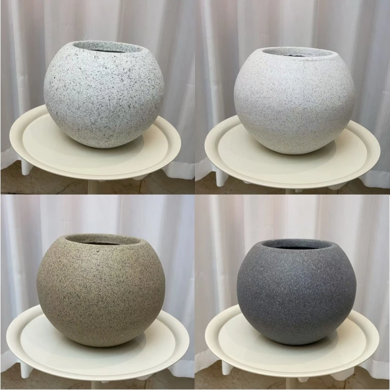 镁泥花盆黑金刚黑珍珠高山欧式简约轻奢办公室落地透气大号盆器