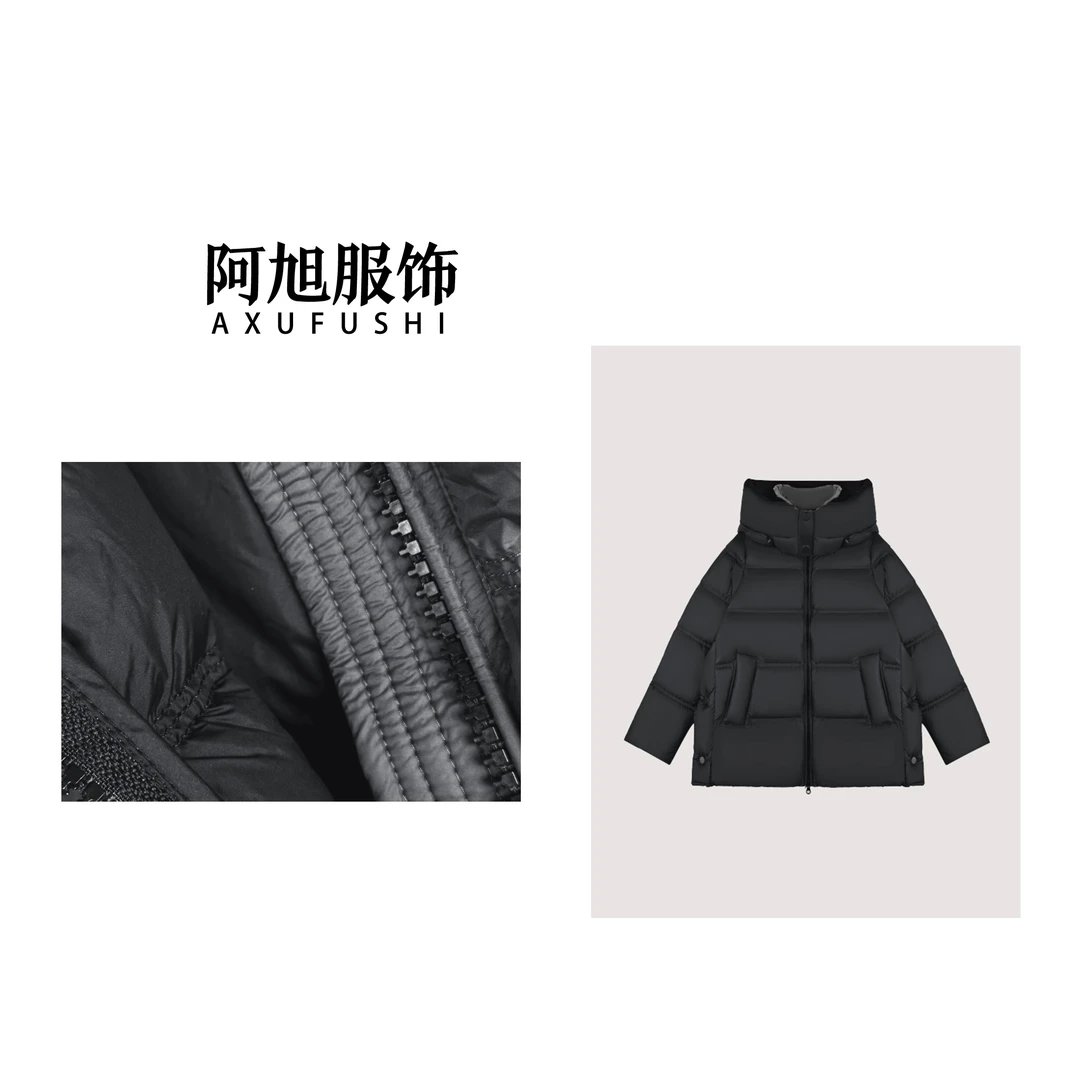 25s秋冬新款时尚高领白鹅绒黑色羽绒服-1191（NDY2137）