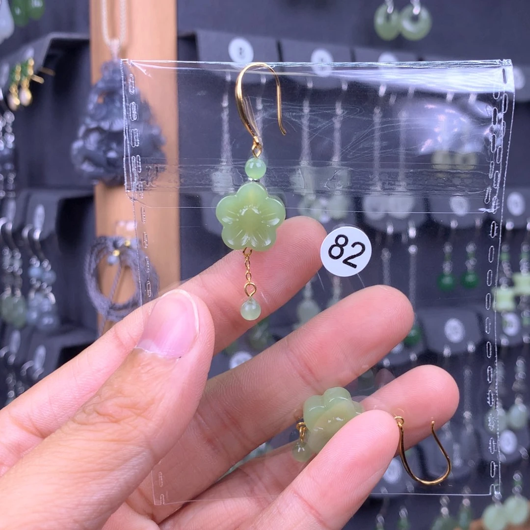 和田玉耳饰银S925镶嵌L****n