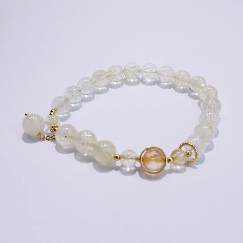 天然8mm黄水晶流苏款招财小众设计