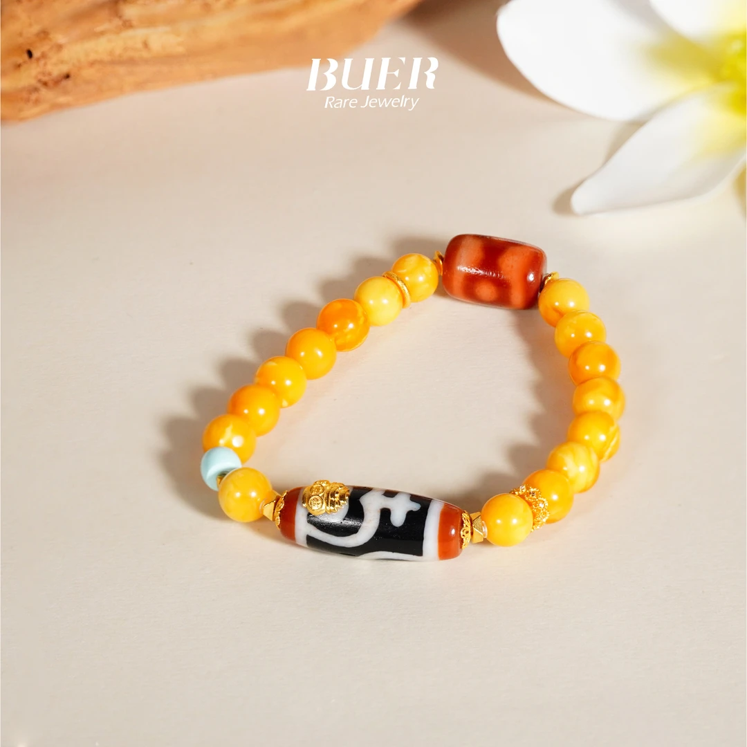 【不二】蜜蜡DIY天珠手串8mm（多样性发）