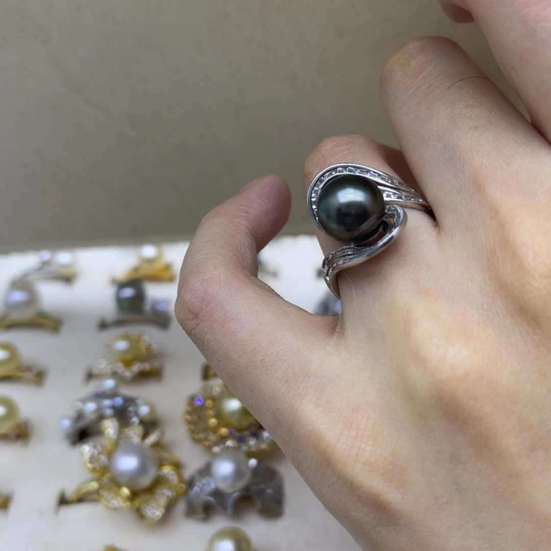 海水珍珠银S925镶嵌戒圈