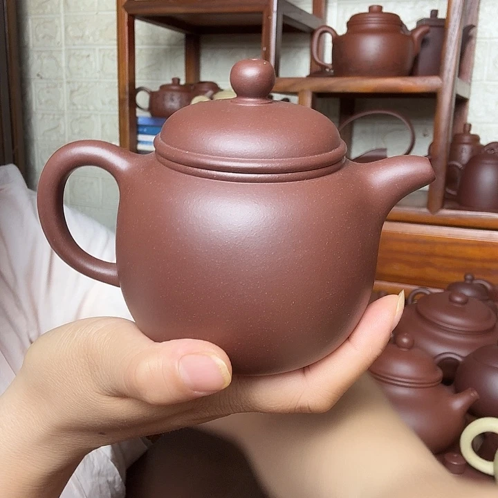 茶壶紫泥鲍尊300cc精工半手