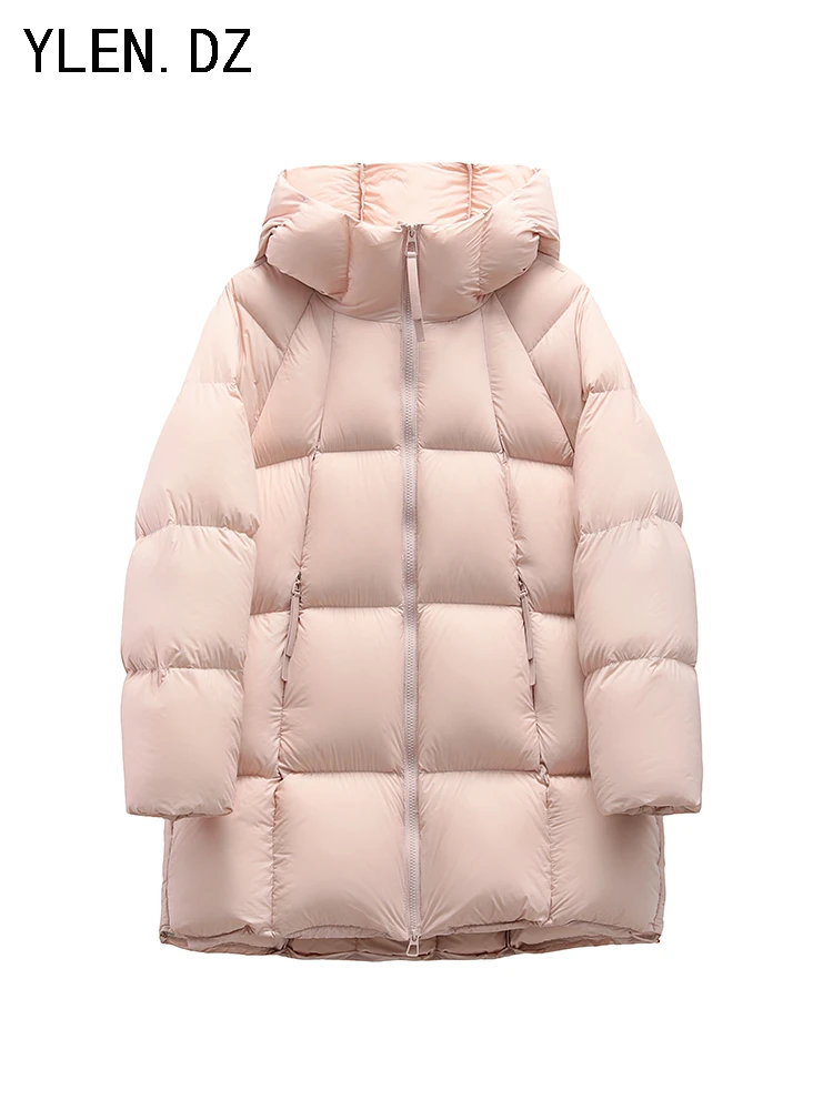 90鹅贝贝款双头拉链厚款连帽中长款