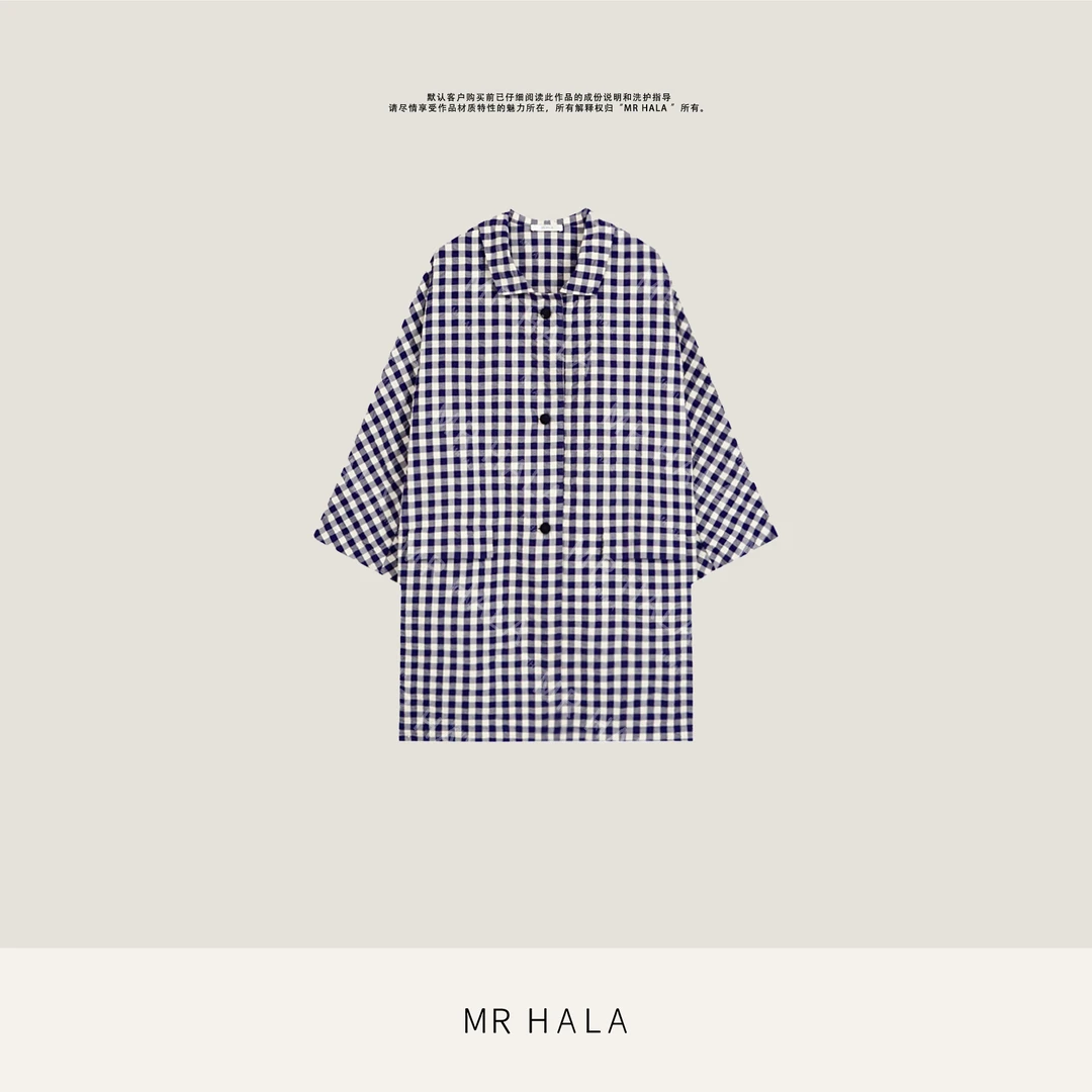 MRHALA 兆礼盐缩肌理格纹手工纽风衣女 LW40752