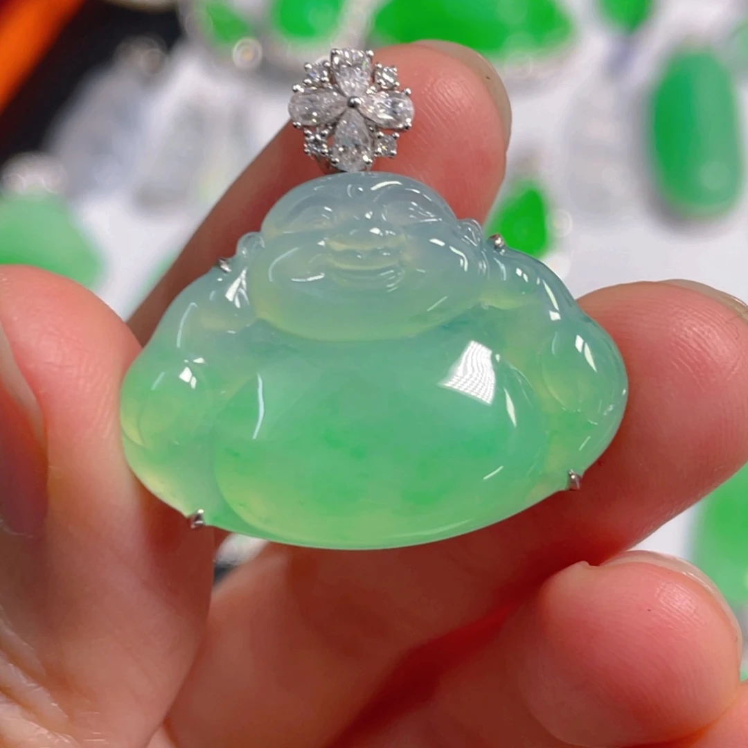 翡翠18K金镶嵌吊坠(不含链)