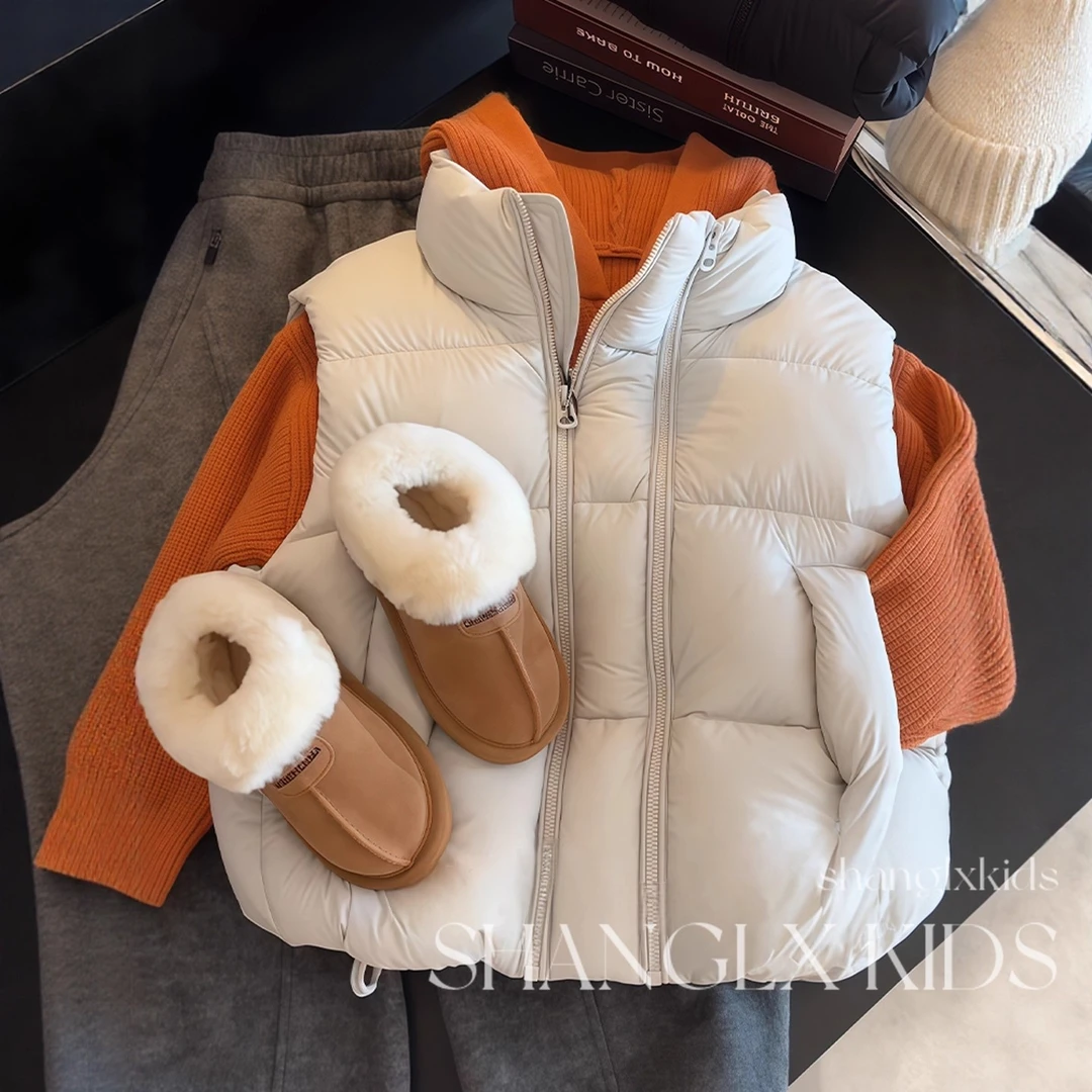 儿童羽绒马甲女童外穿2025新款洋气冬季小女孩轻薄羽绒服冬装外套
