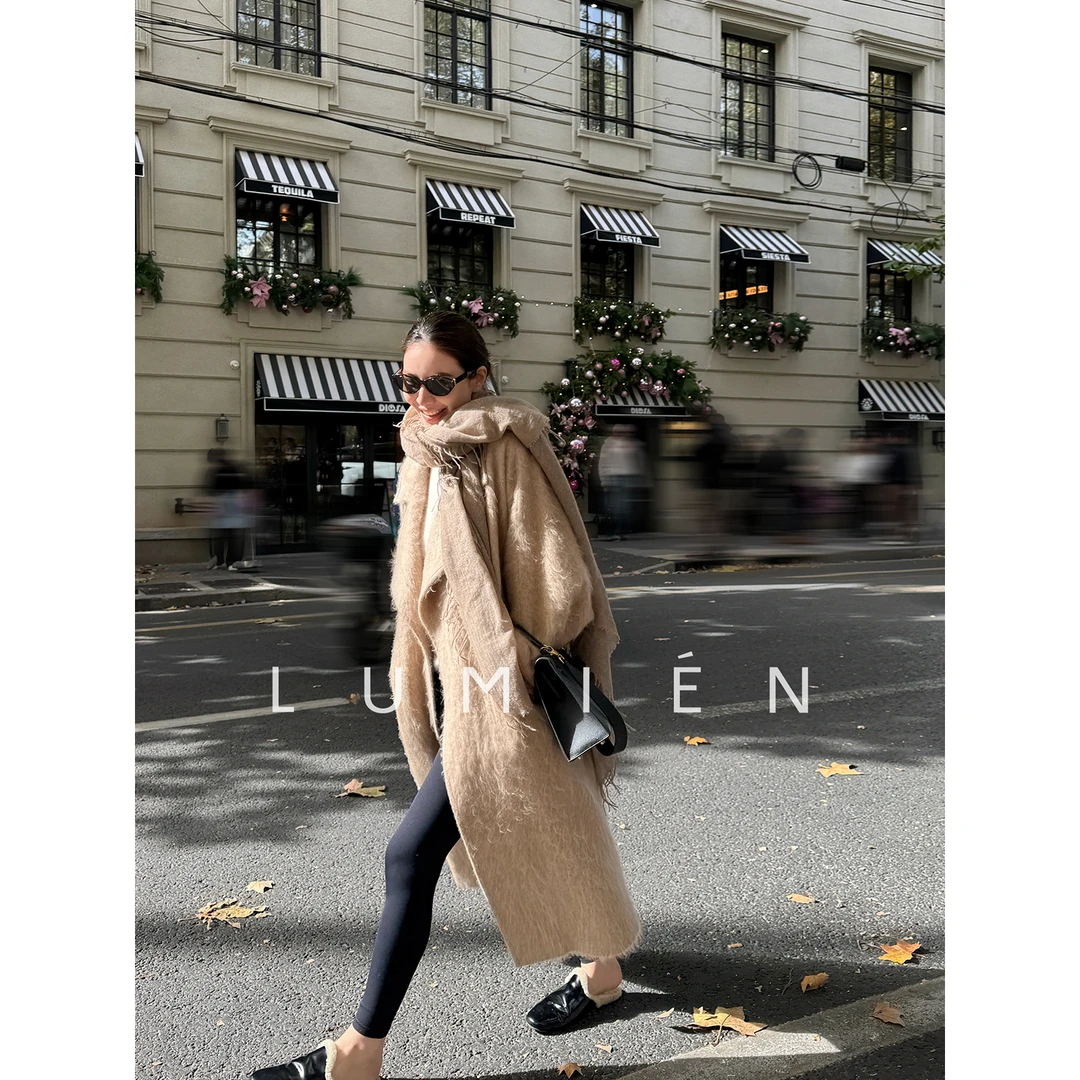 【LUMIEN 新品】冬季慵懒风氛围感廓形翻领羊毛拉绒大衣LX5KDD277