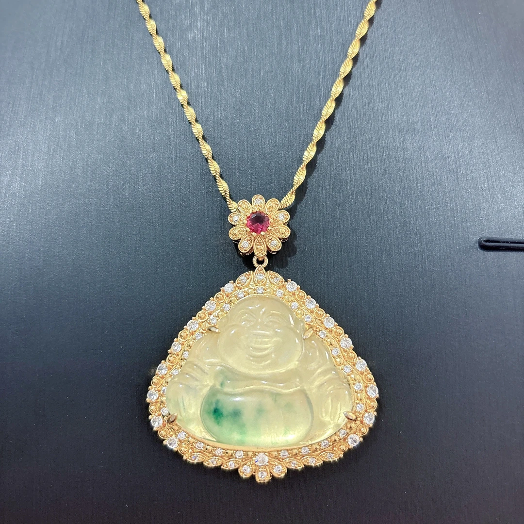 42精品翡翠佛公吊坠