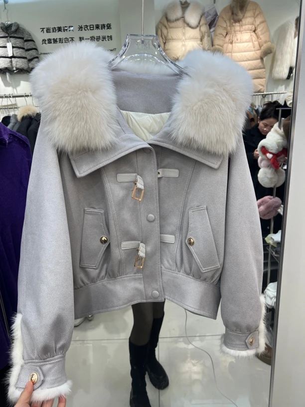 狐狸毛皮毛一体外套