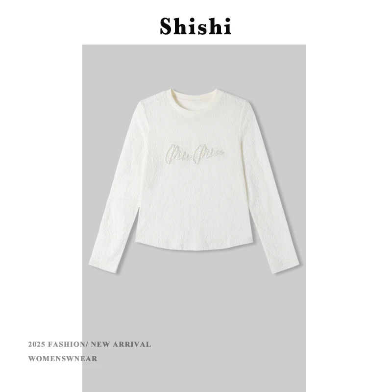 【SW】长袖白色T恤女夏季薄款时尚百搭休闲洋气上衣YS-0226