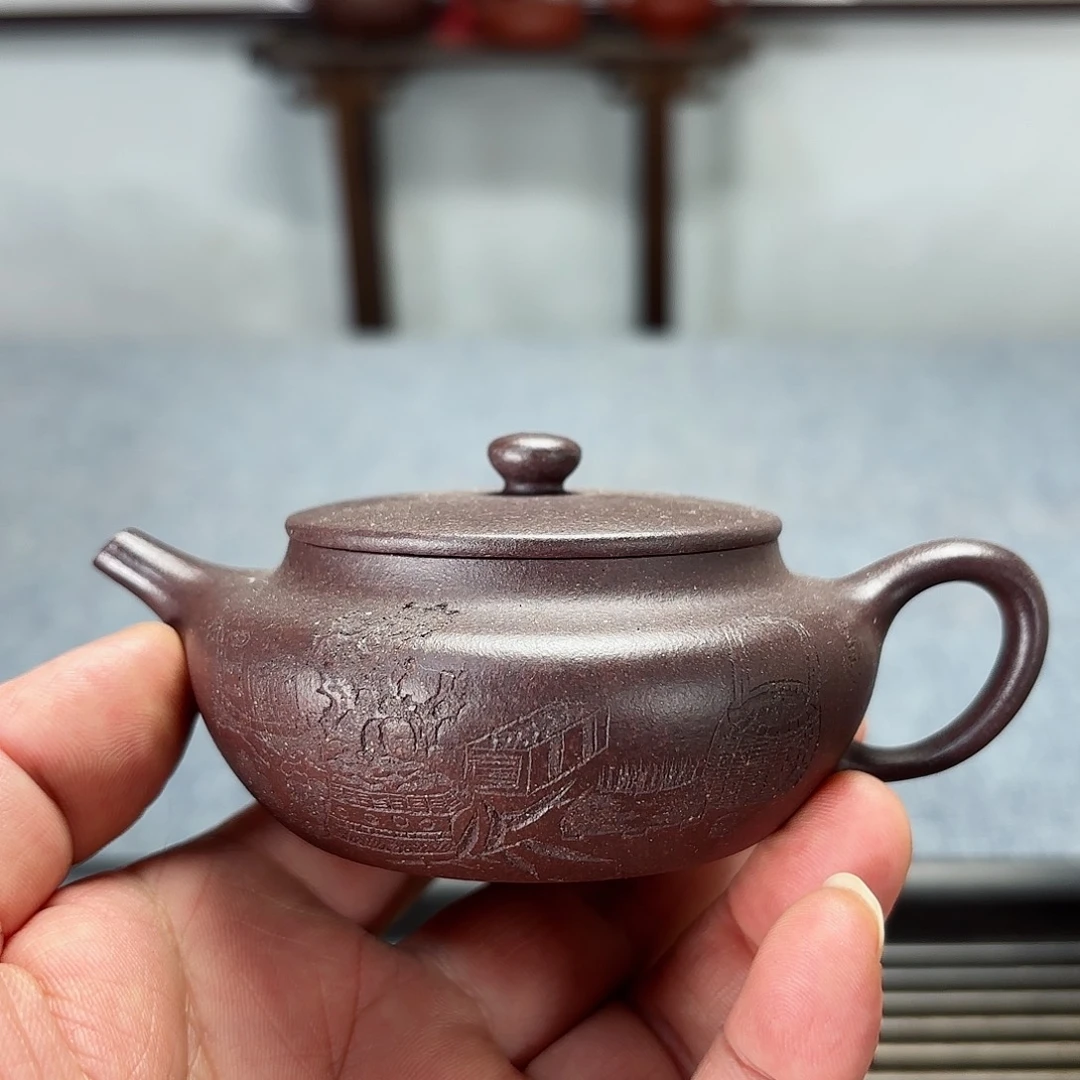 紫砂茶壶全手工扁承