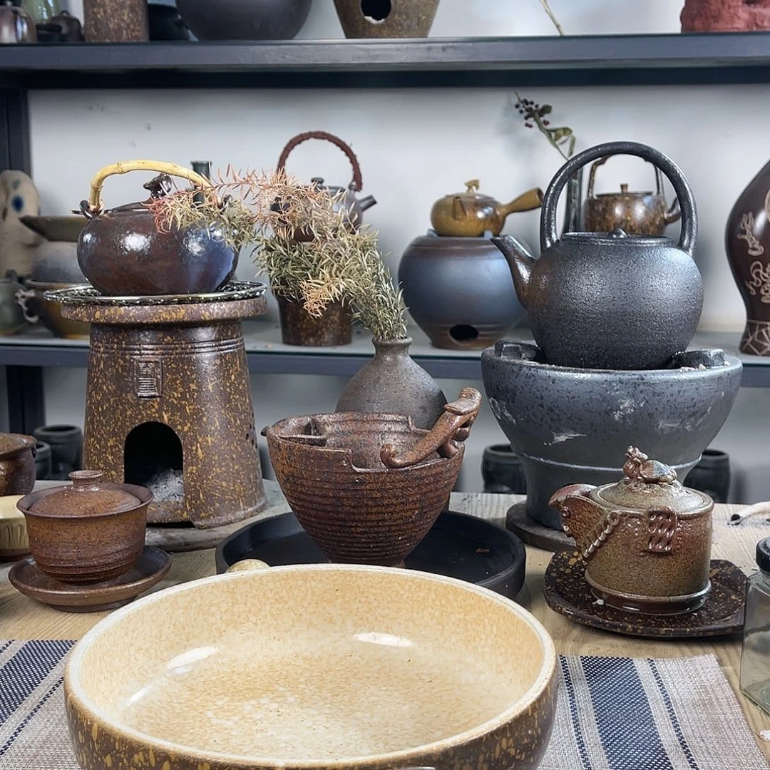 壶紫砂粗陶实用烤盘