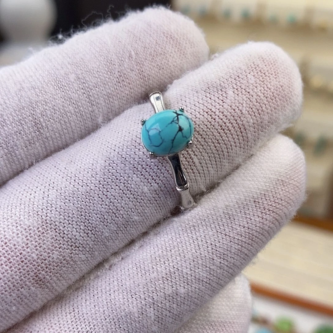 绿松石戒指银S925镶嵌