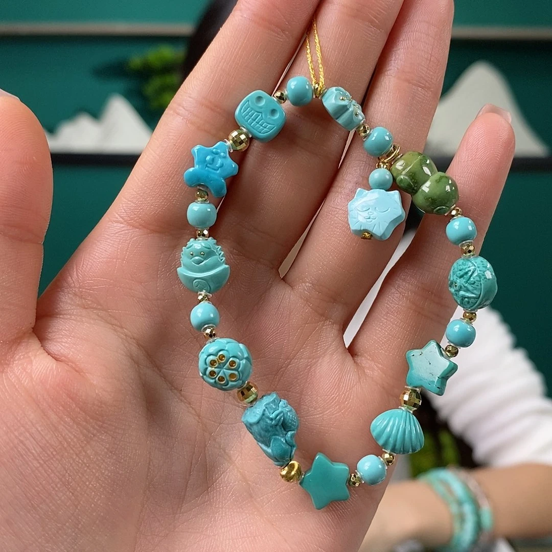 绿松石18K金镶嵌珠宝奇石