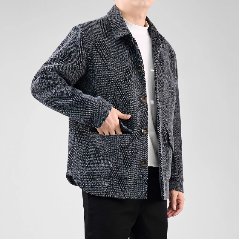 男士毛呢大衣短款秋冬季休闲男装高端厚款加棉冬装尼夹克保暖呢子