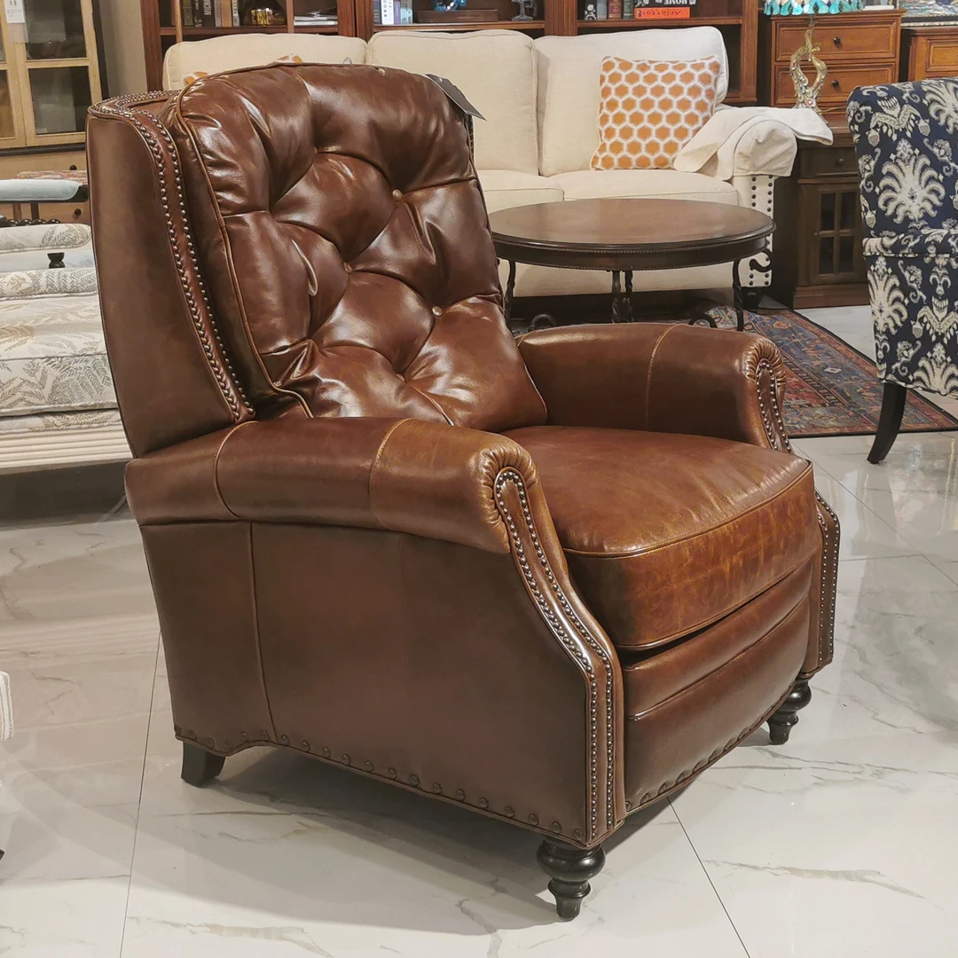 美式复古功能沙发全皮功能椅客厅老虎椅头层皮外单老板椅书房座椅