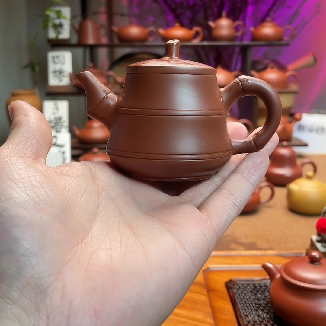 紫砂茶壶朱泥竹节