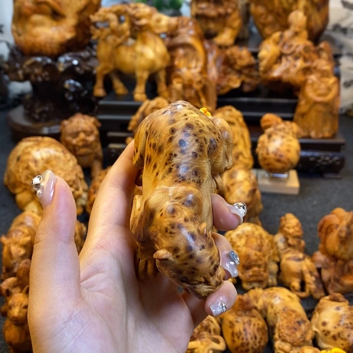 天***子柏木豹子手把件手把件