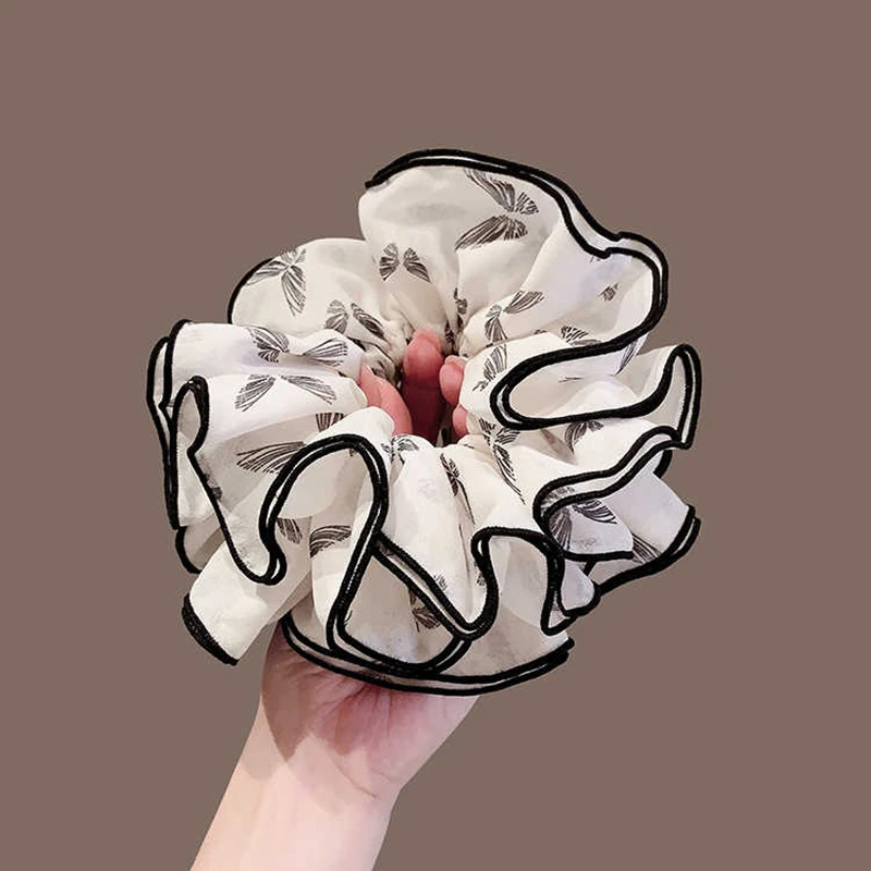 韩系撞色蝴蝶大肠发圈高级感时尚女新款低马尾头绳发饰弹力发绳