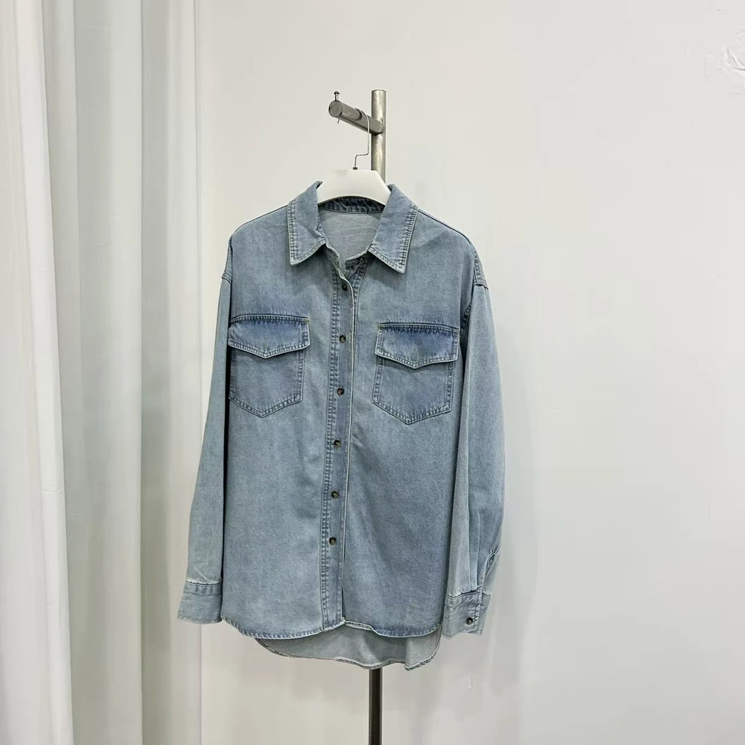 Sinbal Farm 售完无补！秋冬新款净版浅色牛仔休闲衬衫女