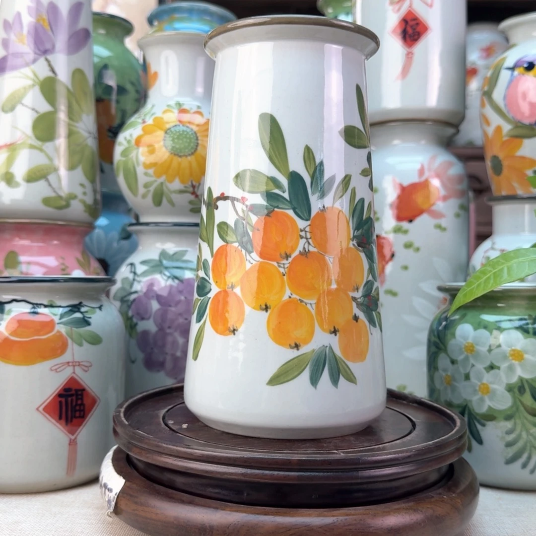 景德镇陶瓷手绘花瓶无孔