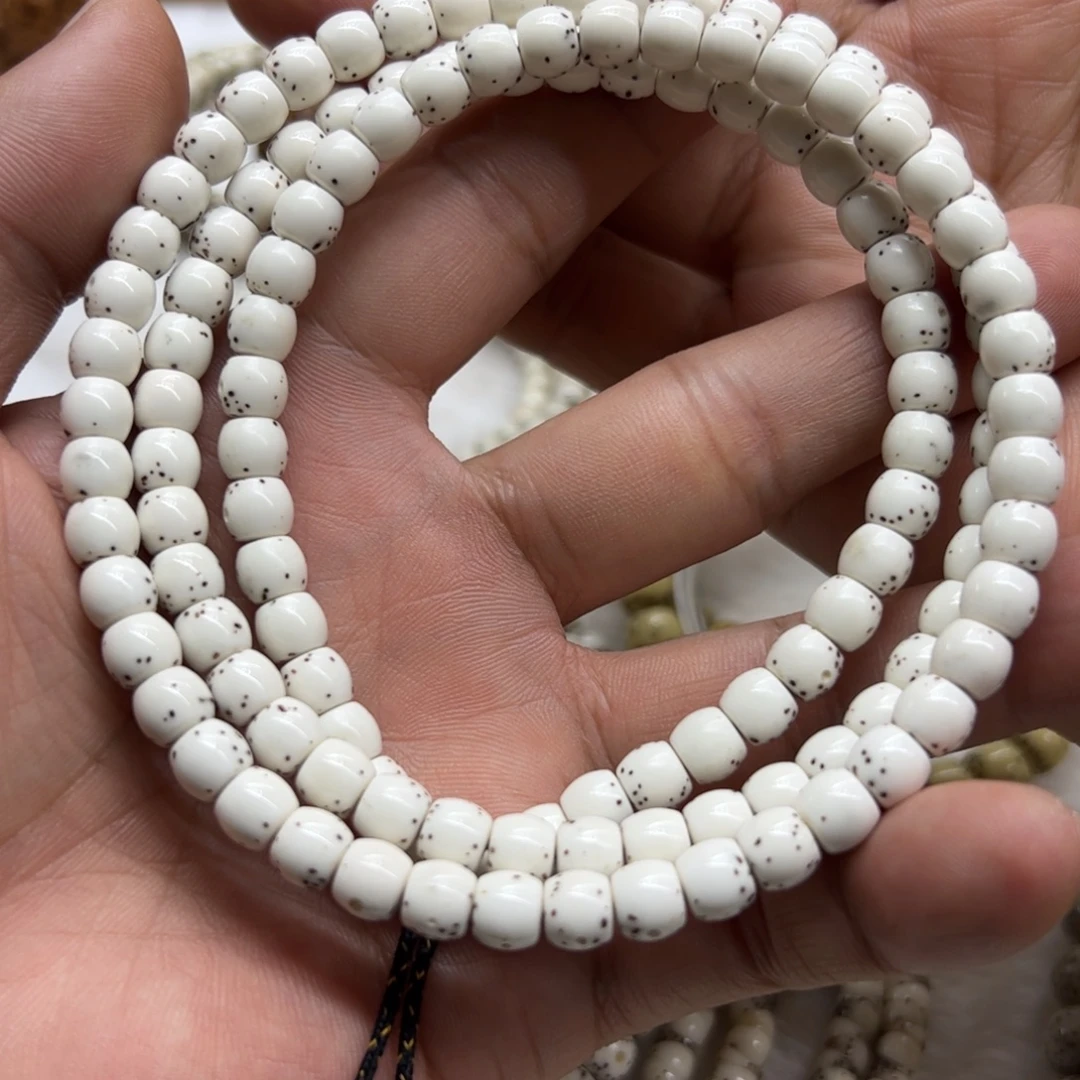 星月菩提手串同枝原白7.6通体留白