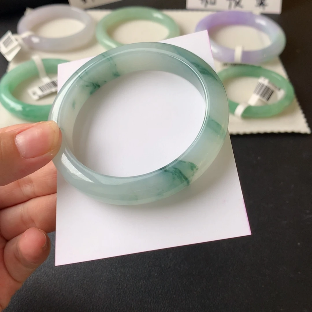 翡翠未镶嵌手镯56正