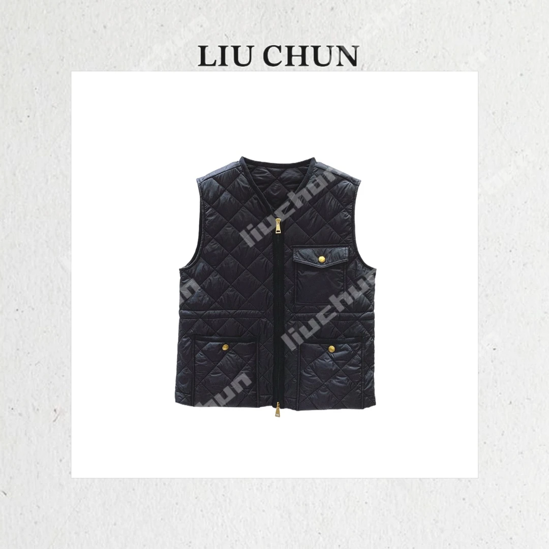 【方格三口袋】CHUN家秋季宽松时尚休闲棉服马甲