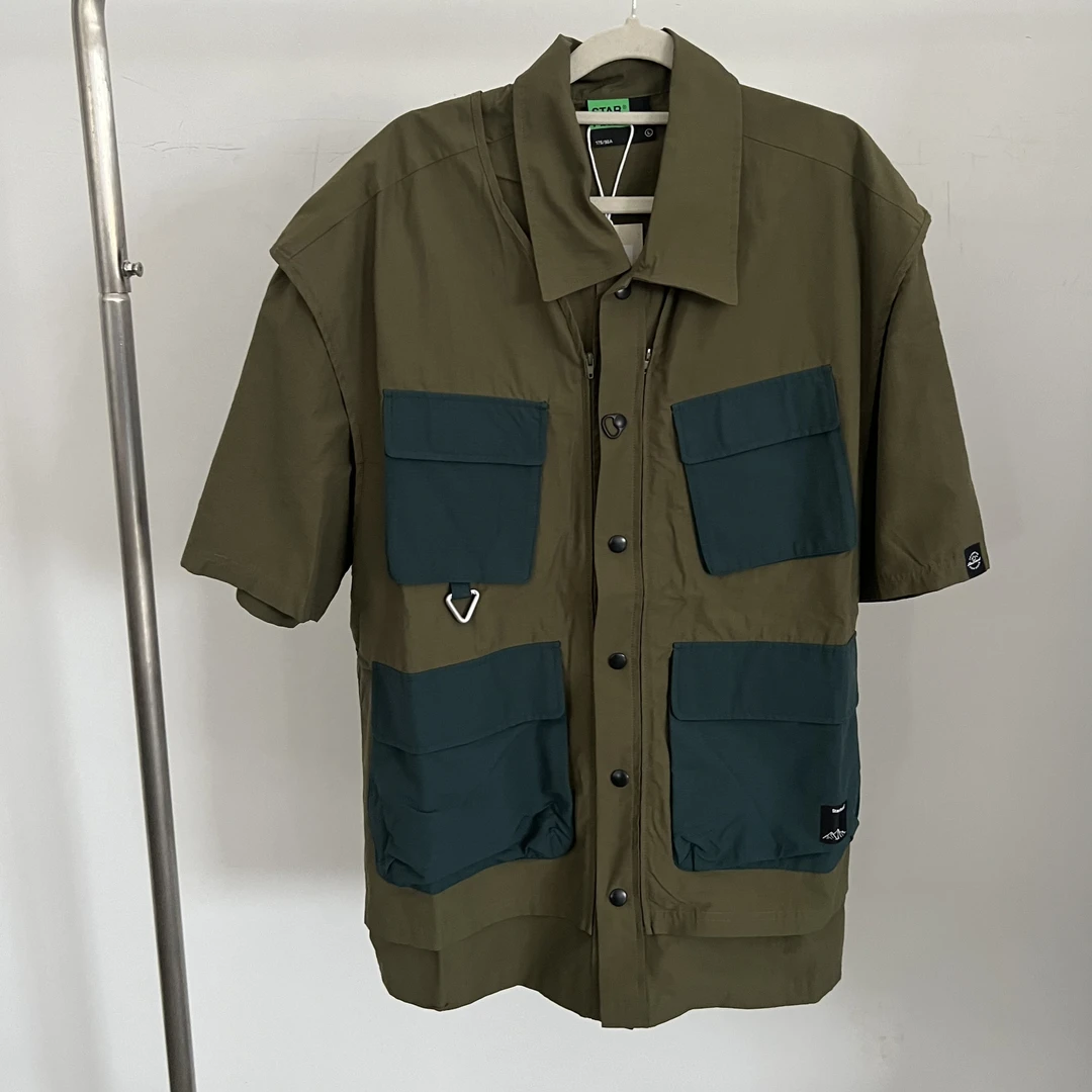 9045衬衫马甲两件套休闲装夏季时尚外搭短袖