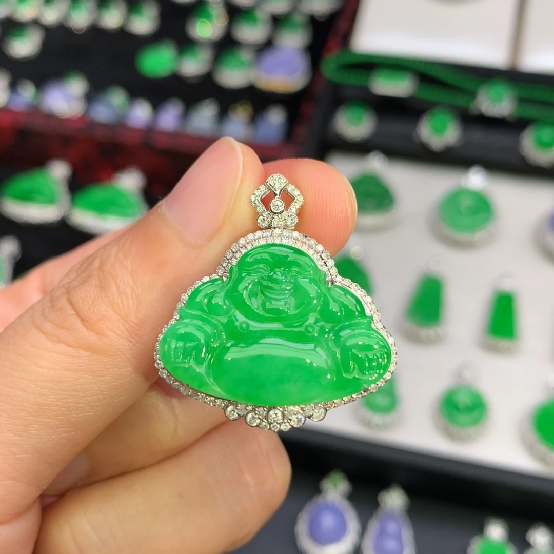 翡翠18K金镶嵌吊坠(不含链)