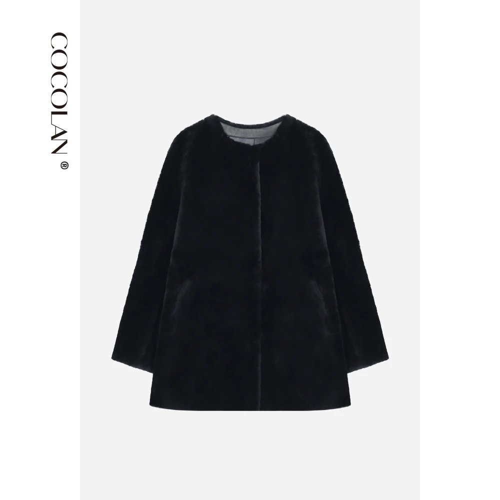 COCOLAN【黑珍珠】美利奴羊毛革皮草外套女CL8WT6700
