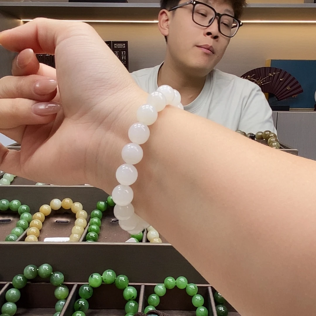 和田玉未镶嵌手串10白玉