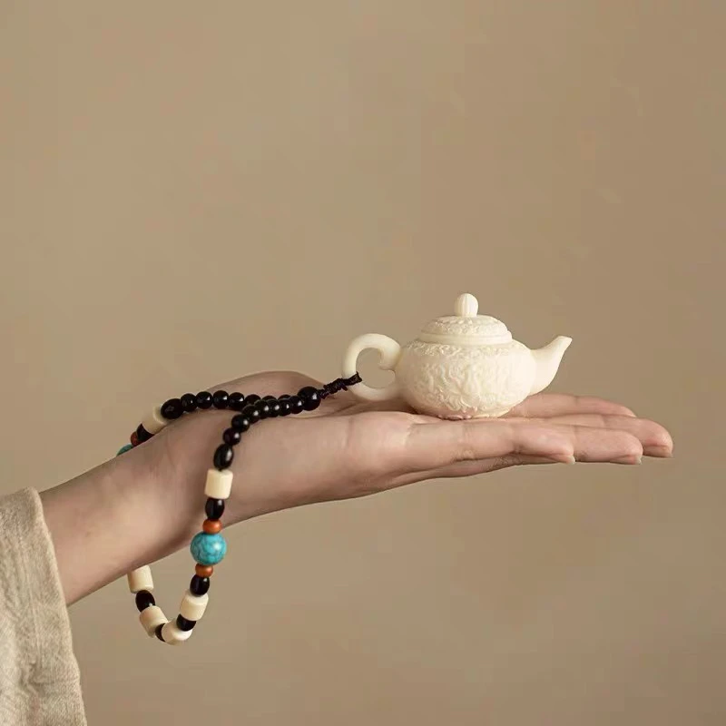 象牙果手串把把壶如意壶手把件文玩茶壶挂件