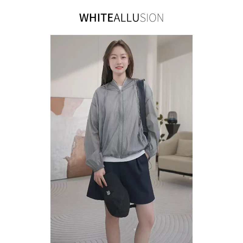 清仓 1910薄款抽绳连帽防晒外套女夏季休闲运动户外上衣