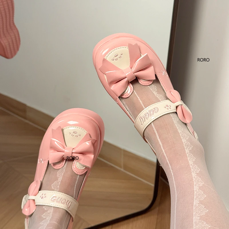 Lolita厚底5cm松糕底鞋日系蝴蝶结doll感玛丽珍单鞋