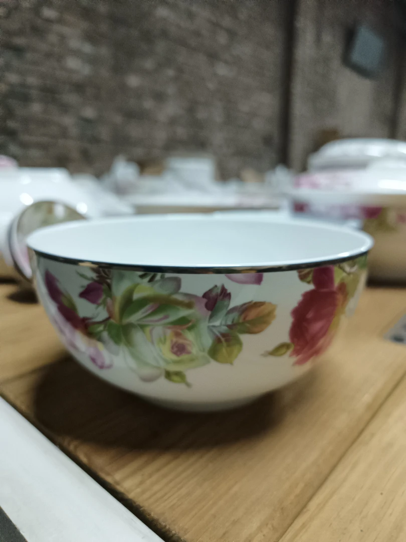 月季花6英寸骨瓷碗4个微瑕完美者慎拍