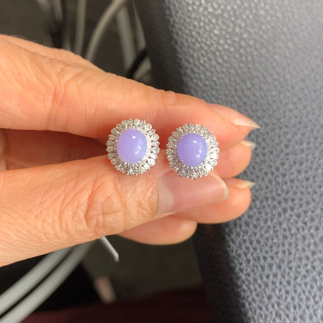 翡翠耳饰18K金镶嵌翡翠