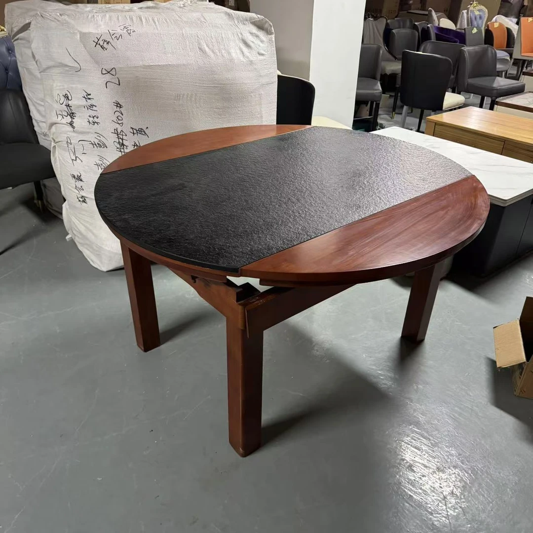 新中式餐桌家用实木可收纳原木色 不安装 尺寸：1.35米-900-770