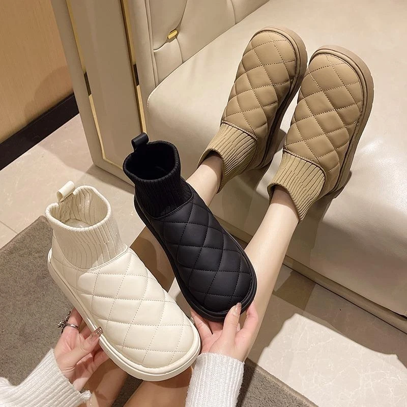 【断码清仓】袜口弹力冬季保暖雪地靴厚底加绒小香风时尚棉鞋