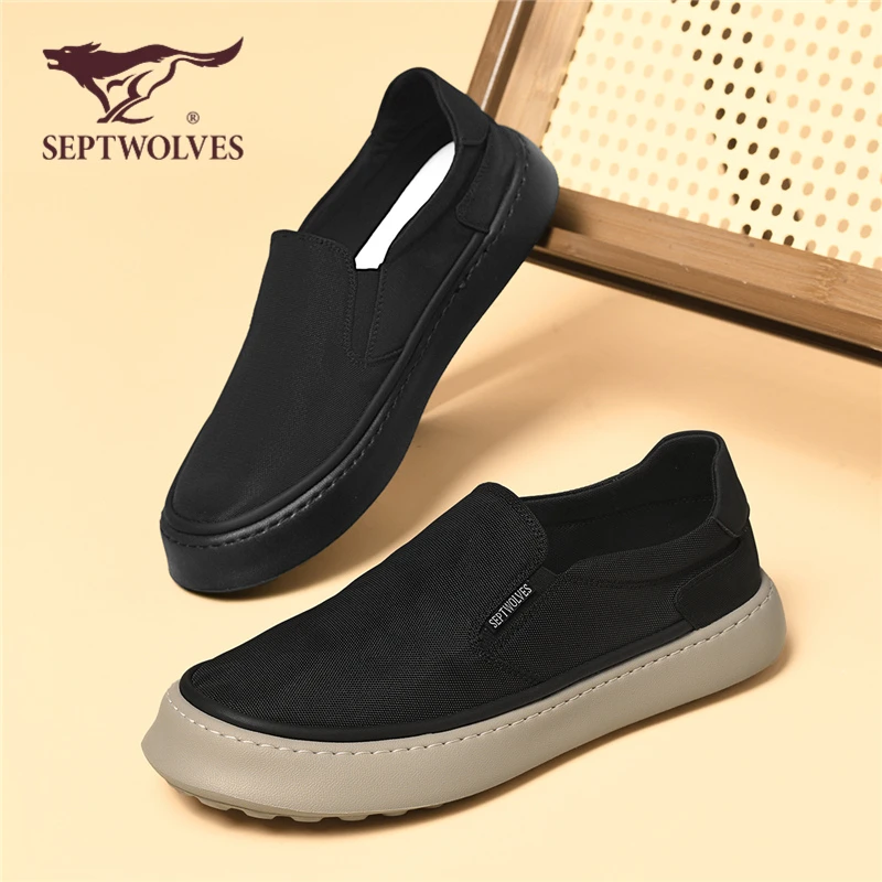 七匹狼正品男鞋秋季透气轻薄黑色布鞋男士休闲鞋软底防滑帆布潮鞋