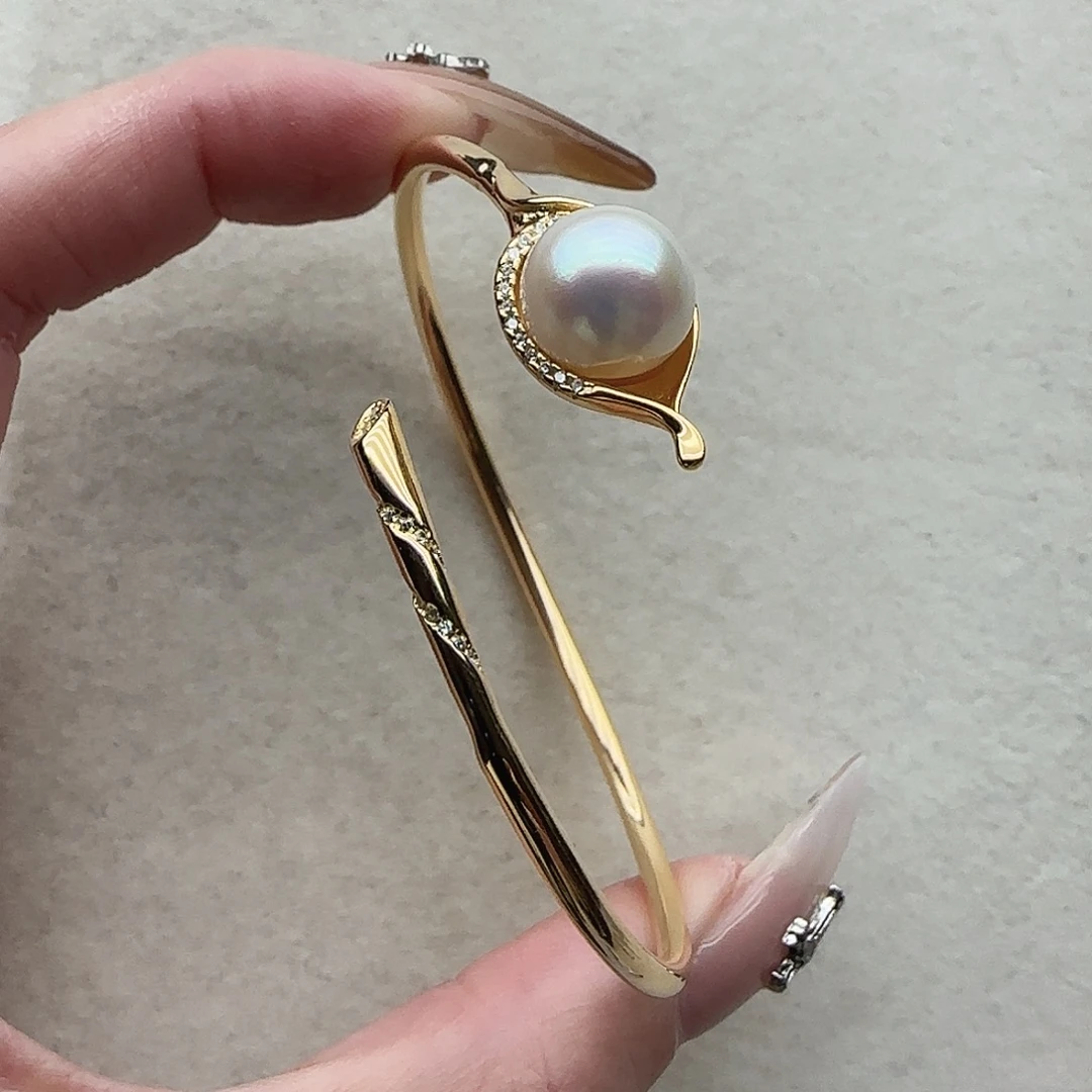 银S925镶嵌海水珍珠手镯82