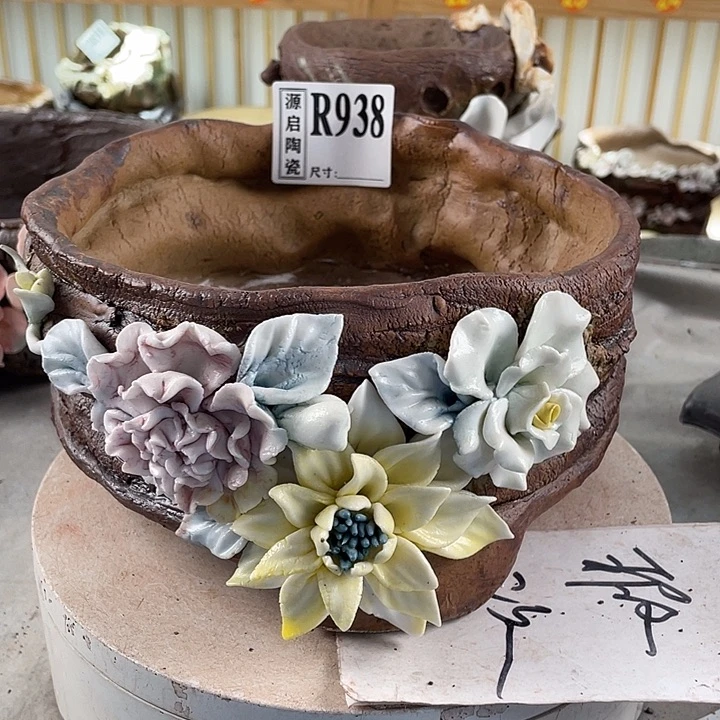 紫砂花盆景德镇陶瓷花盆938