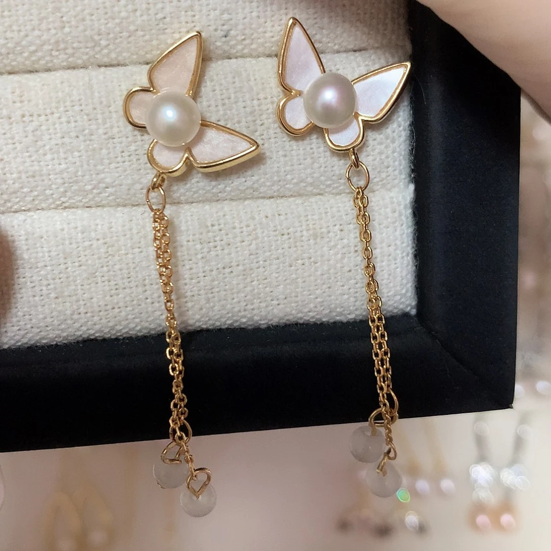 淡水珍珠耳饰合金