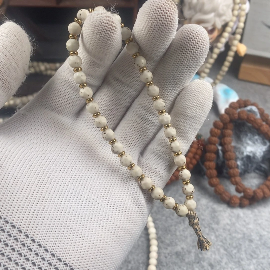 星月菩提手串瓷白大留白手工无相星月手持